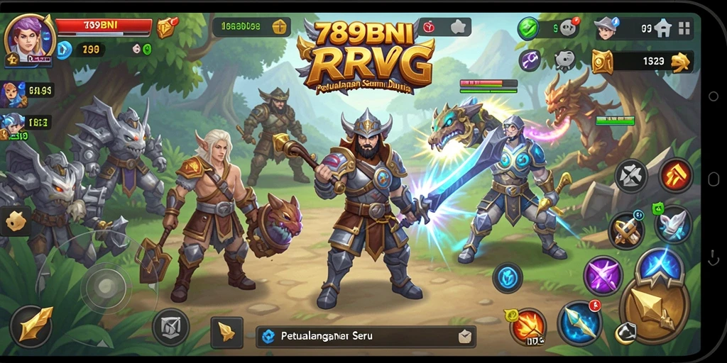 Screenshot gameplay 789BNI yang menampilkan pertarungan RPG yang mendebarkan.