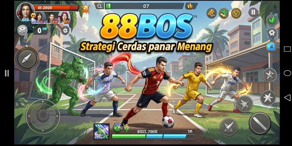 Screenshot gameplay menampilkan pertempuran strategis di 88BOS.