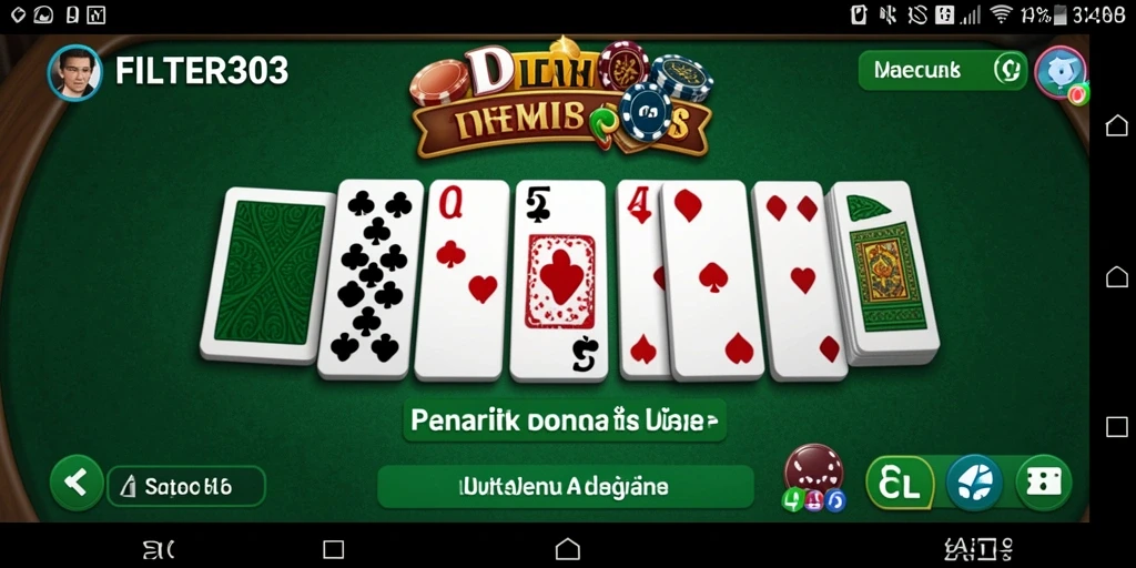 Screenshot FILTER303 menunjukkan momen seru dalam permainan Domino.
