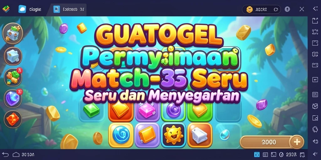 Tangkapan layar GUATOGEL menunjukkan gameplay Match-3 yang seru dan menggugah semangat.