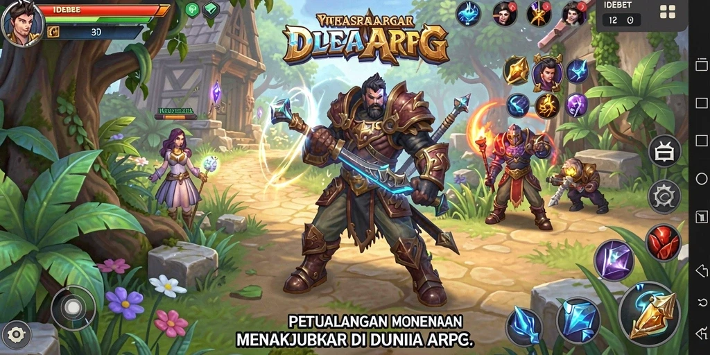 Screenshot gameplay IDEBET menampilkan aksi pertempuran seru dan dunia yang luas.