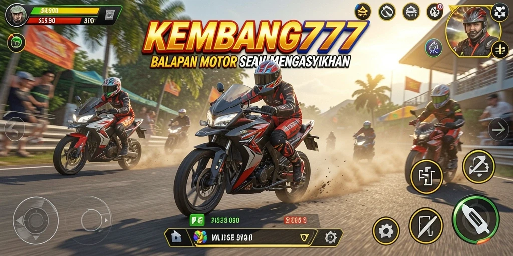 Screenshot KEMBANG777 menampilkan aksi balapan motor yang mendebarkan.