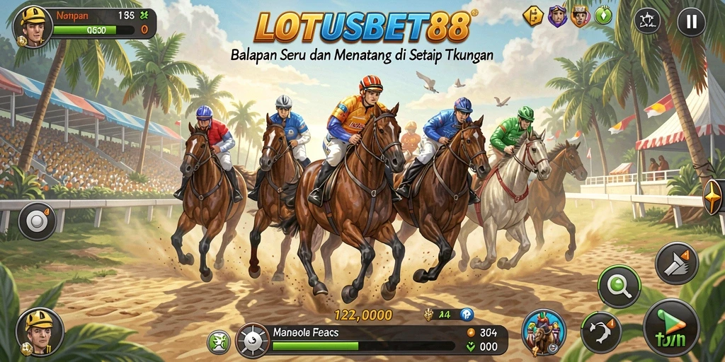 Screenshot gameplay LOTUSBET88 yang menunjukkan aksi balapan mendebarkan.