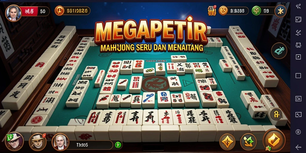 Tampilan gameplay seru dari MEGAPETIR saat mencocokkan batu Mahjong.