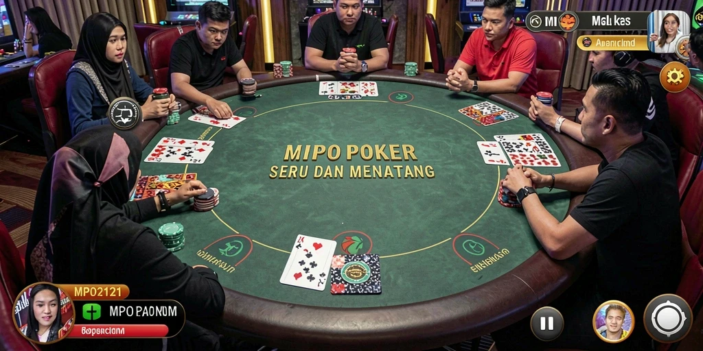 Tangkapan layar gameplay seru dari MPO2121 yang menampilkan aksi Poker.