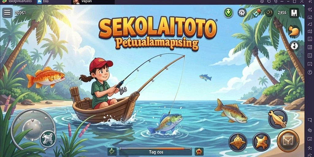 Tampilan gameplay institusi memancing yang menyenangkan dan menantang.