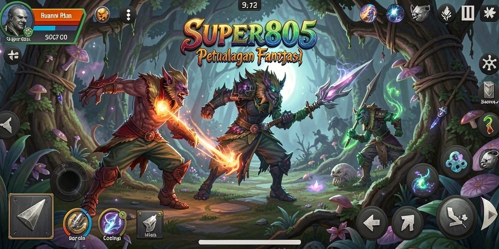 Screenshot SUPER805 menampilkan aksi seru dalam gameplay petualangan.