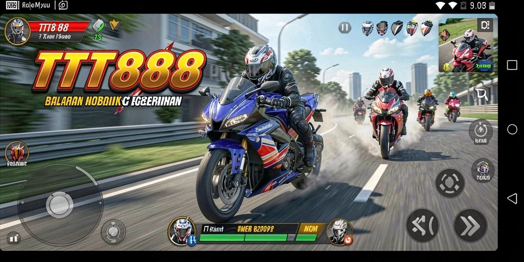 Gameplay mendebarkan di TTT888 saat balapan motor.