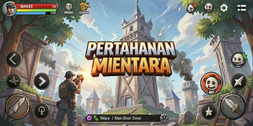 Tangkapan layar gameplay menara pertahanan yang mendebarkan di WAK89.