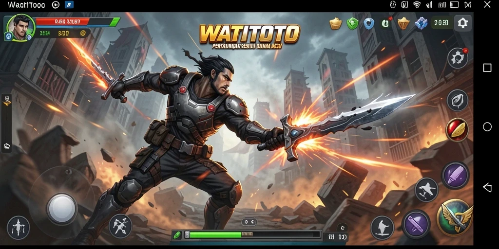 Tampilan gameplay seru dalam WATITOTO yang menampilkan aksi mendebarkan.