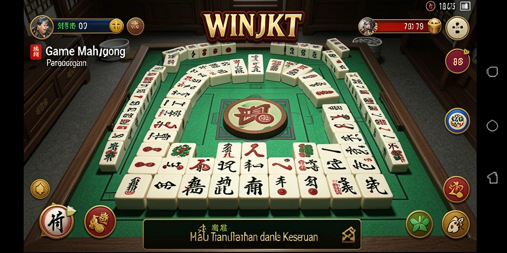Tampilan gameplay seru dalam WINJKT dengan ubin Mahjong yang menantang.