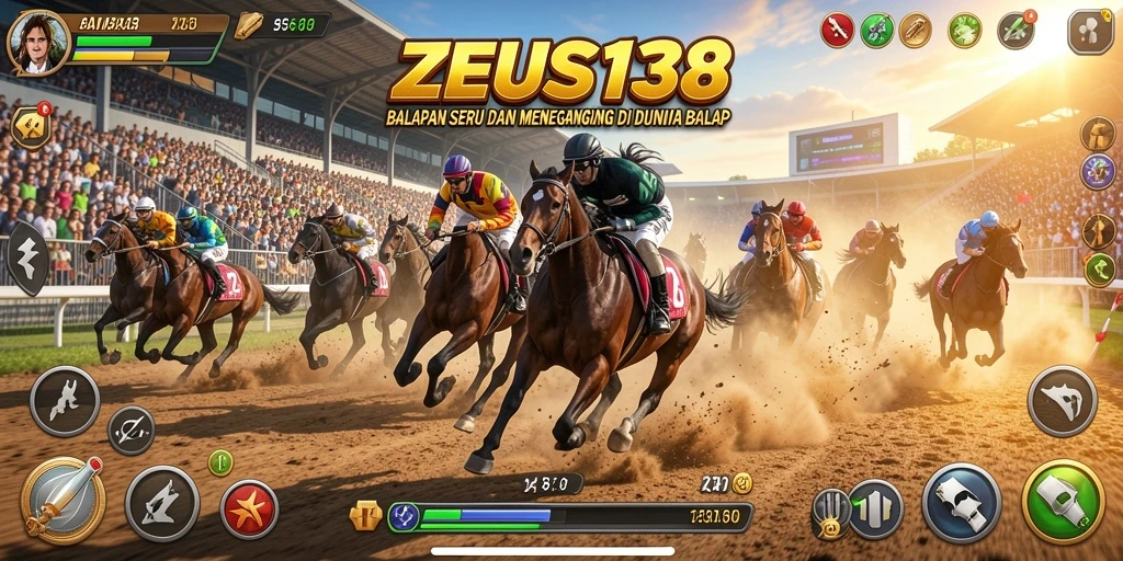Screenshot gameplay ZEUS138 dengan mobil balap di trek.